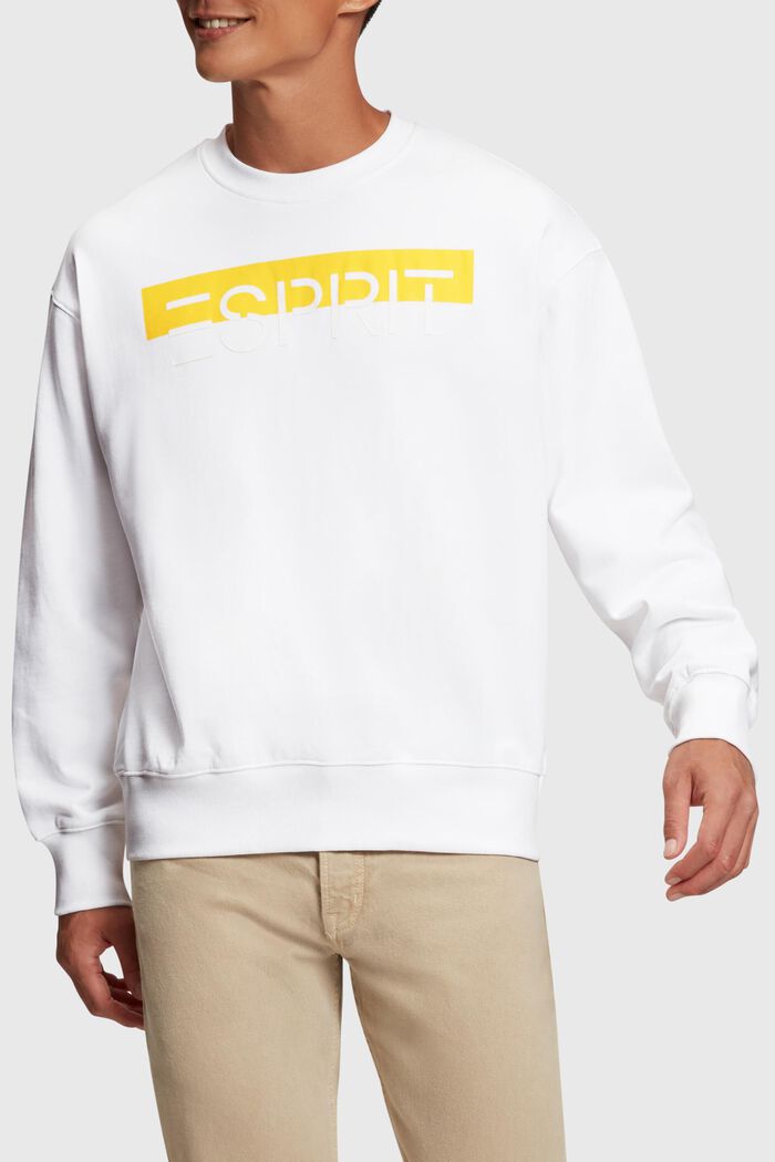 Matte shine logo applique sweatshirt, WHITE, detail image number 0