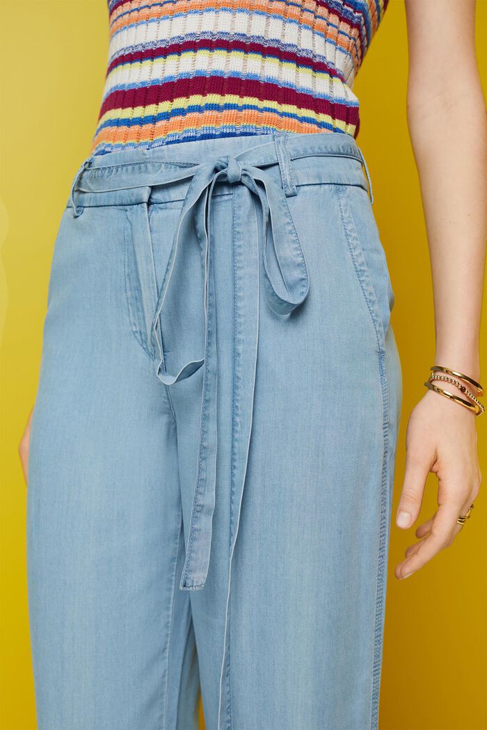 Cropped wide leg trousers, TENCEL™, BLUE LIGHT WASHED, detail image number 2