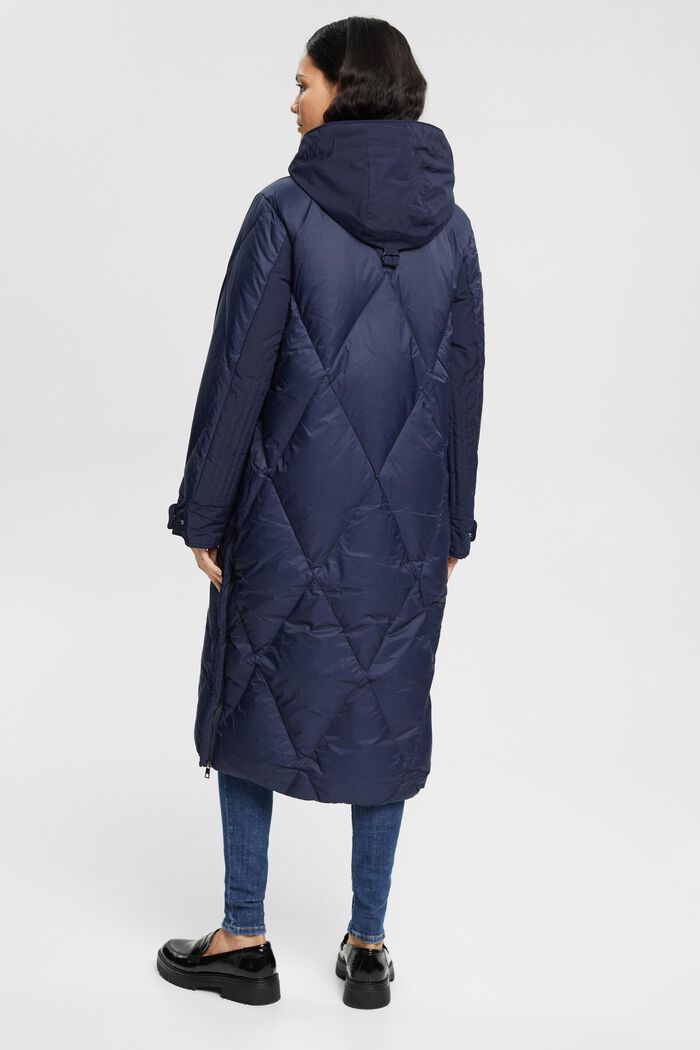 Quilted down coat with detachable hood, NAVY, detail image number 3