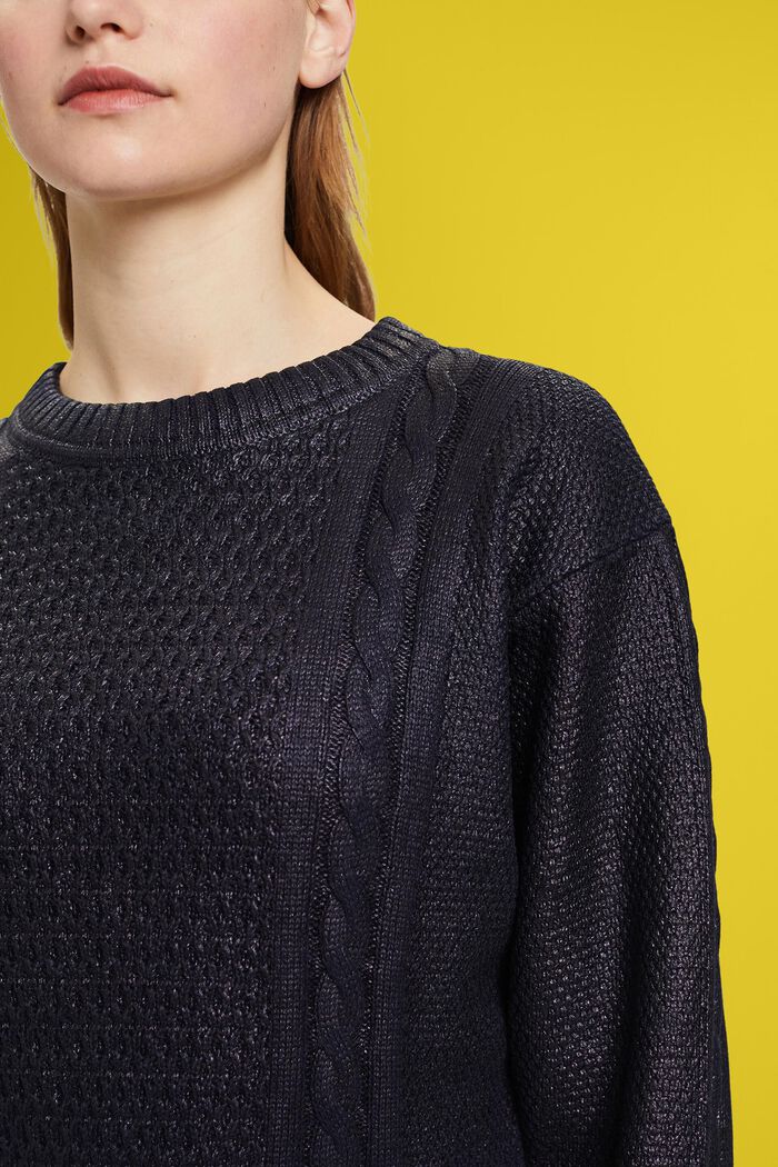 Metallic cable knit jumper, NAVY, detail image number 2