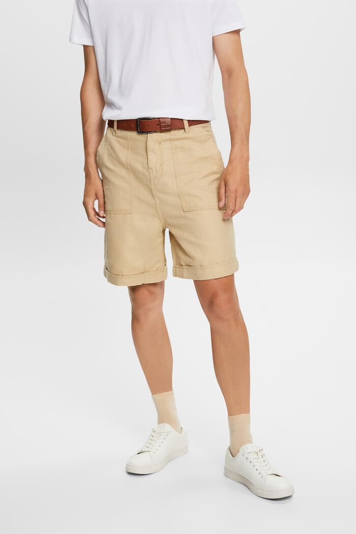 Bermuda shorts, cotton-linen blend, SAND, detail image number 0