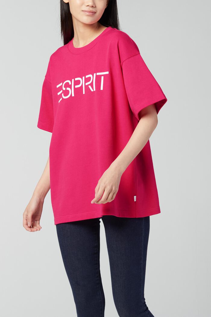 Unisex T-shirt with a logo print, PINK FUCHSIA, detail image number 0