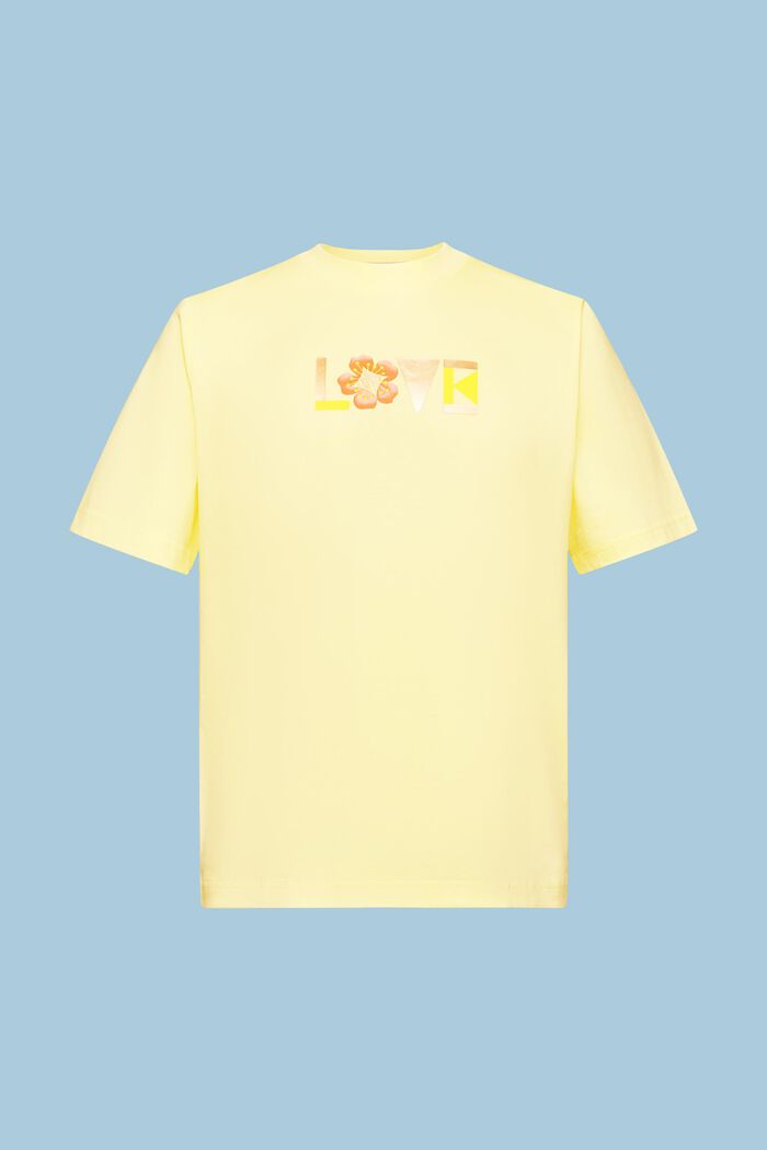 印花比馬棉T恤, 淡黃色, detail image number 8