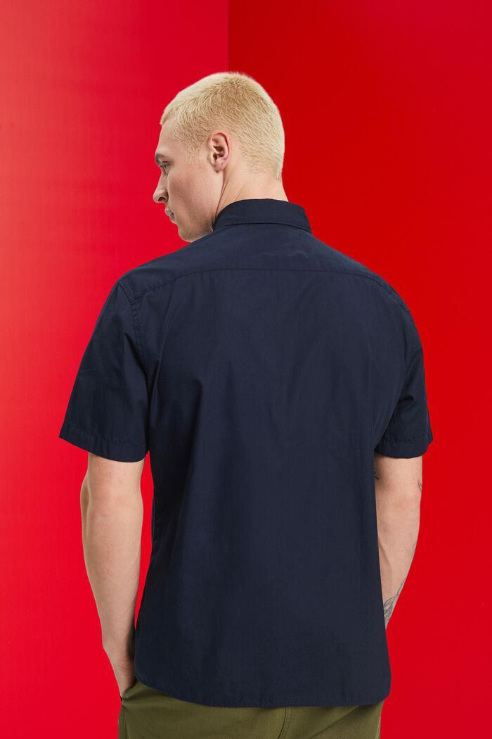 Short-sleeved sustainable cotton shirt, NAVY, detail image number 3