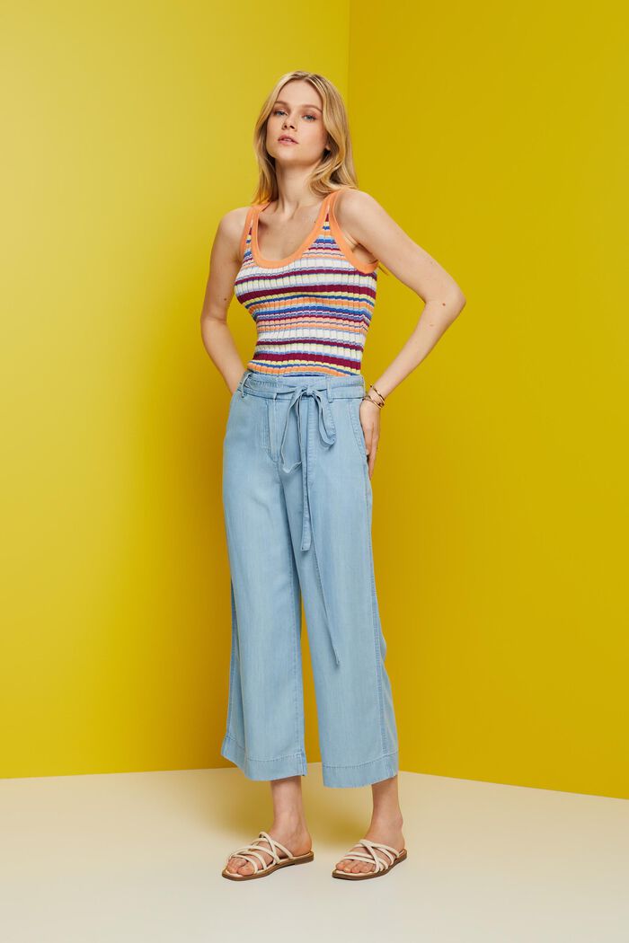Cropped wide leg trousers, TENCEL™, BLUE LIGHT WASHED, detail image number 5