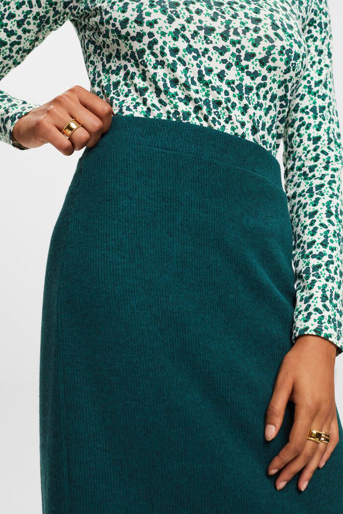Rib-Knit Midi Skirt, EMERALD GREEN, detail image number 2
