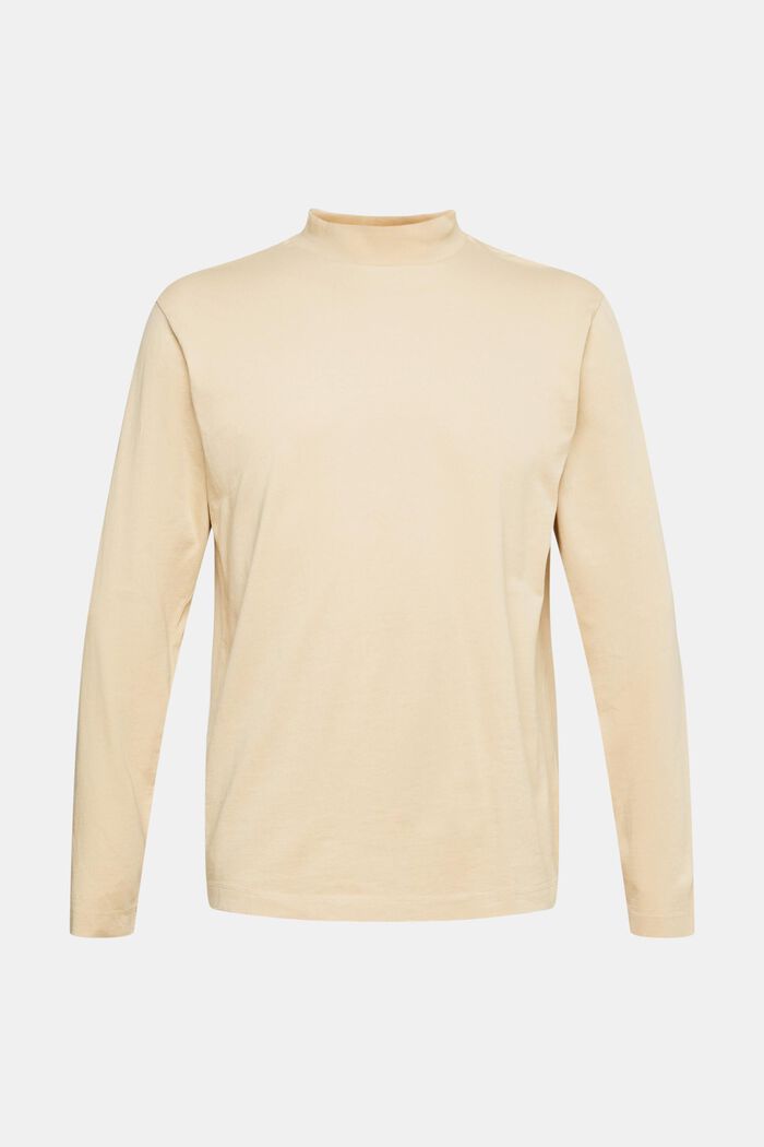 Stand-up collar long sleeve top, CREAM BEIGE, detail image number 2
