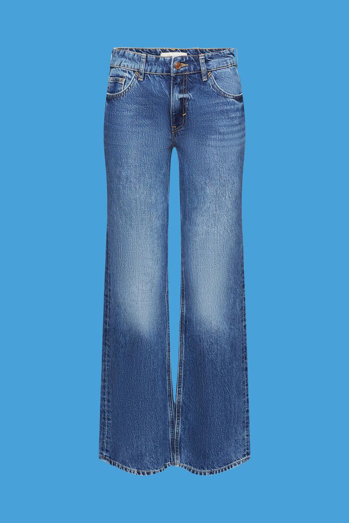 復古風中腰喇叭牛仔褲, BLUE DARK WASHED, detail image number 6