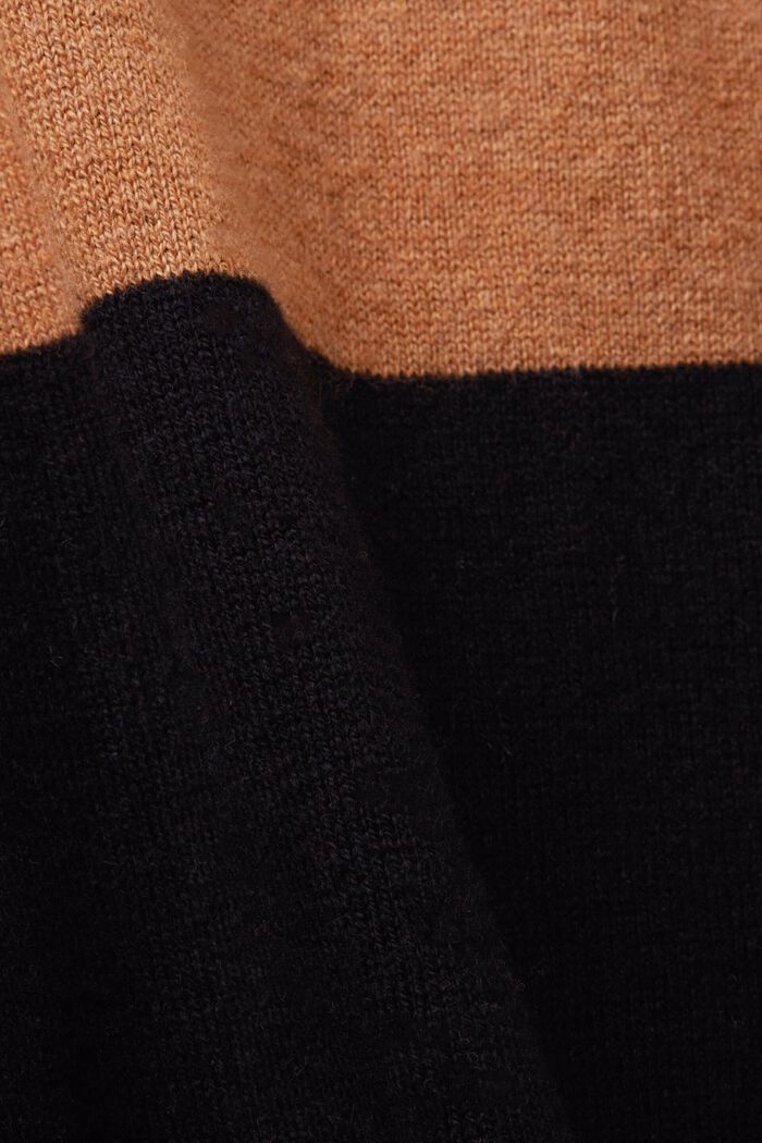 含羊絨成分的條紋棉質套頭毛衣, 淺棕色, detail image number 5
