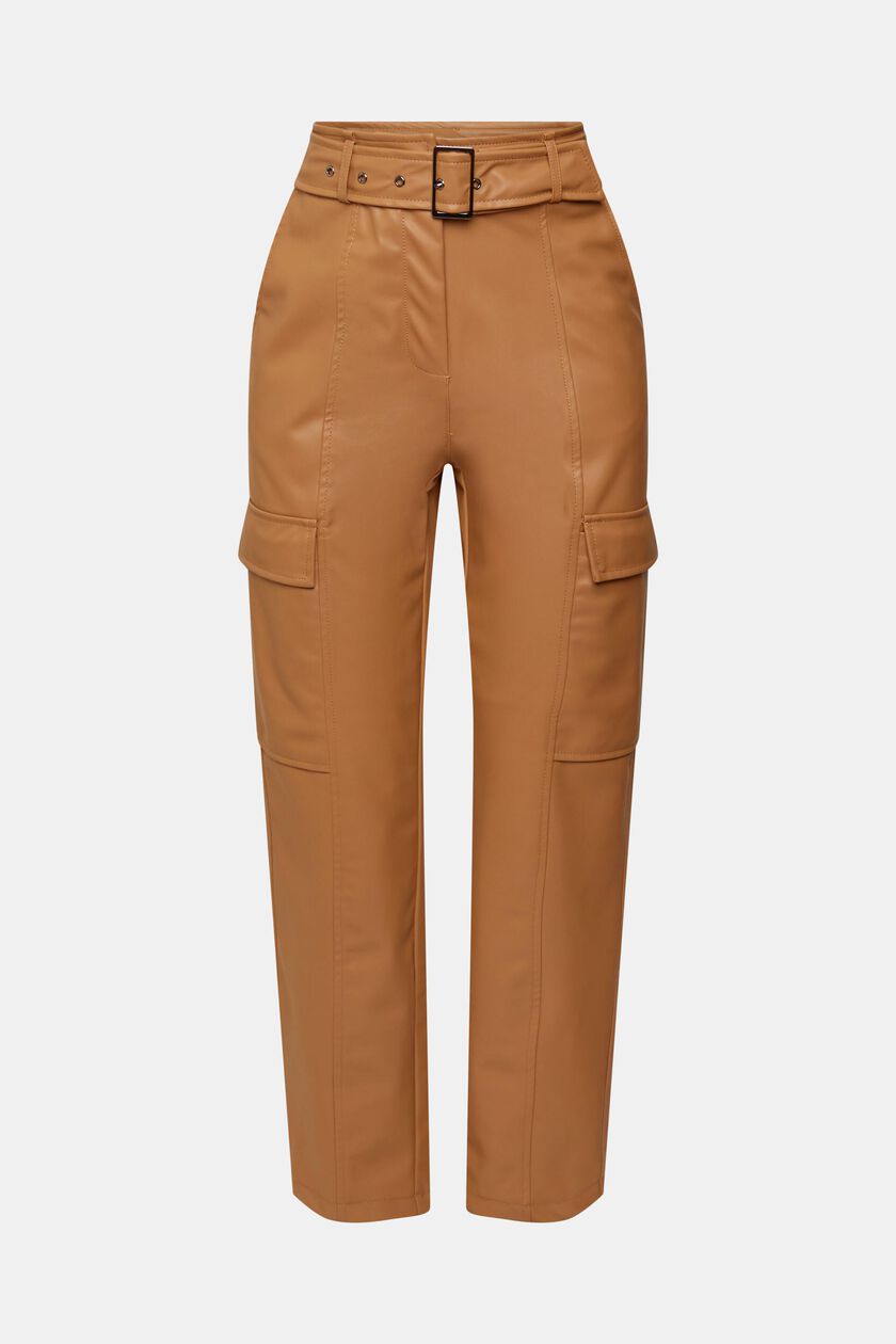 Faux leather trousers with belt