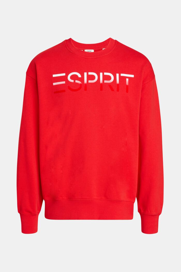 Flocked logo applique sweatshirt, RED, detail image number 3