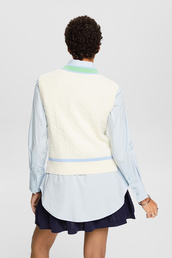 Cable-Knit V-Neck Sweater Vest, ICE, detail image number 3
