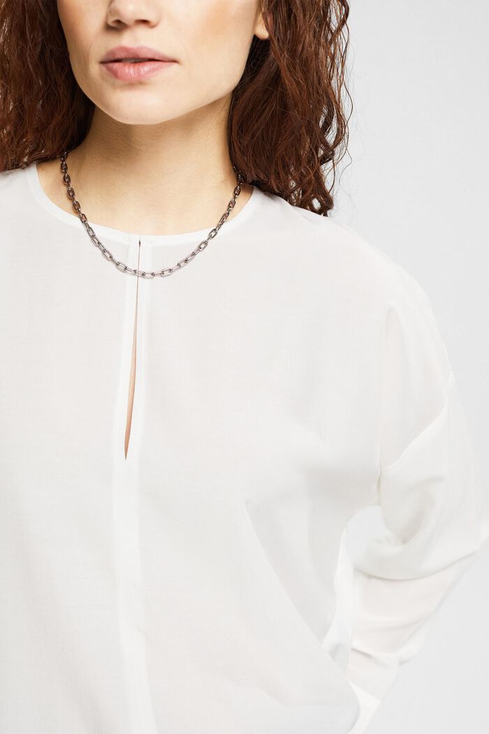 Blouse with slit neckline, LENZING™ ECOVERO™, OFF WHITE, detail image number 2