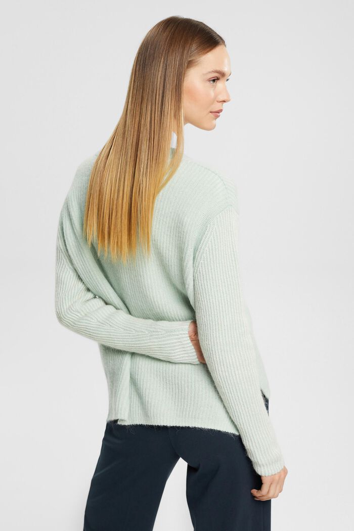 Two-tone jumper with alpaca, LIGHT AQUA GREEN, detail image number 3
