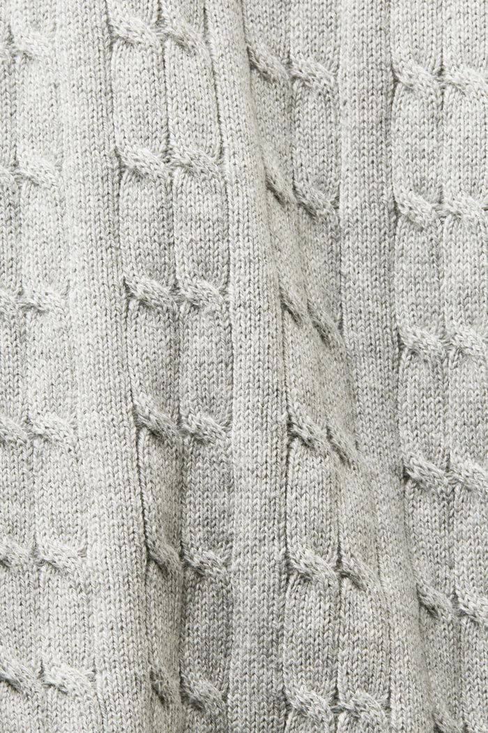 V領絞花針織開衫, 淺灰色, detail image number 5