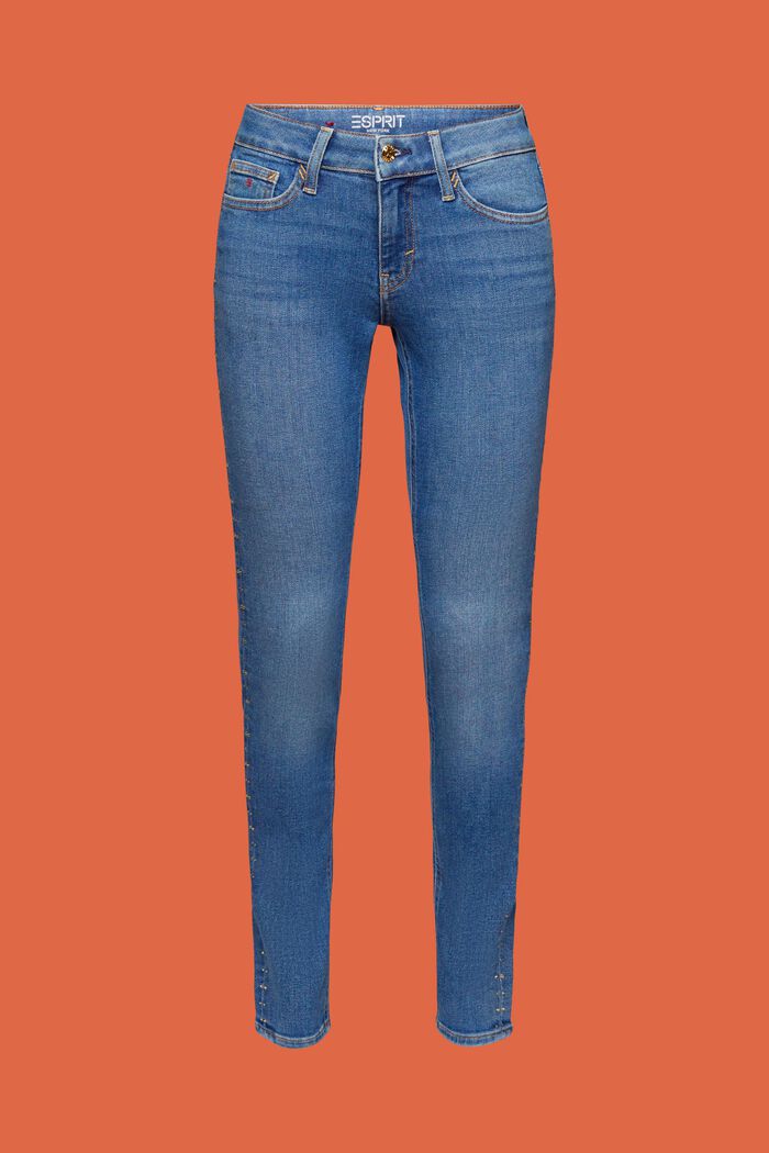 Mid-Rise Embellished Skinny Jeans, BLUE MEDIUM WASHED, detail image number 7