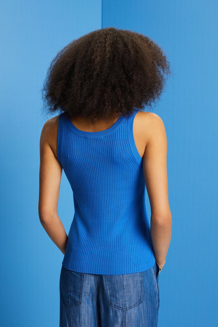 Ribbed, sleeveless jumper, linen blend, BRIGHT BLUE, detail image number 3
