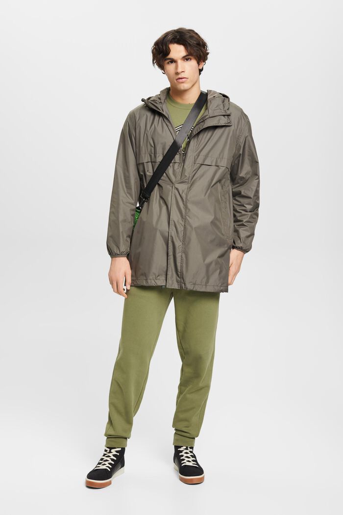 Lightweight Hooded Rain Jacket, KHAKI GREEN, detail image number 1