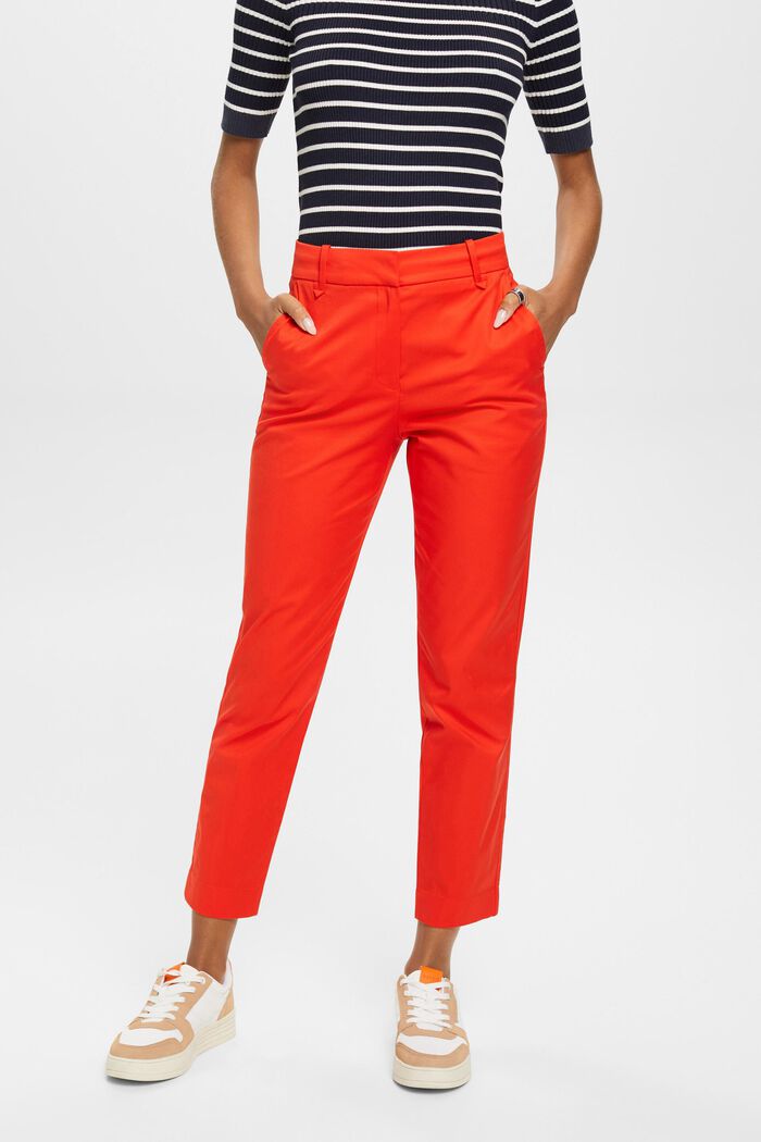 High-rise slim fit trousers, ORANGE RED, detail image number 0
