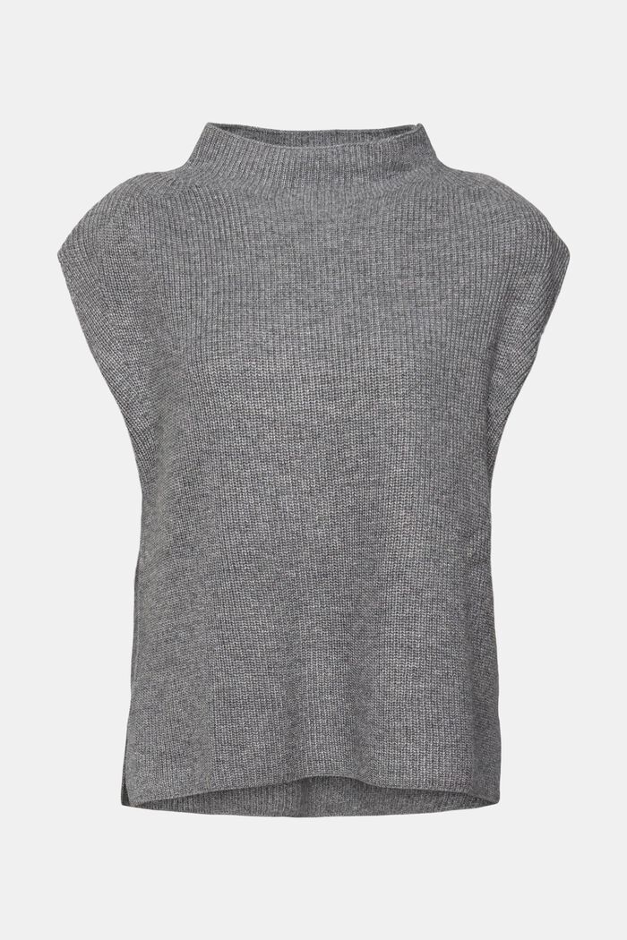 Wool Blend Rib-Knit Vest, MEDIUM GREY, detail image number 5