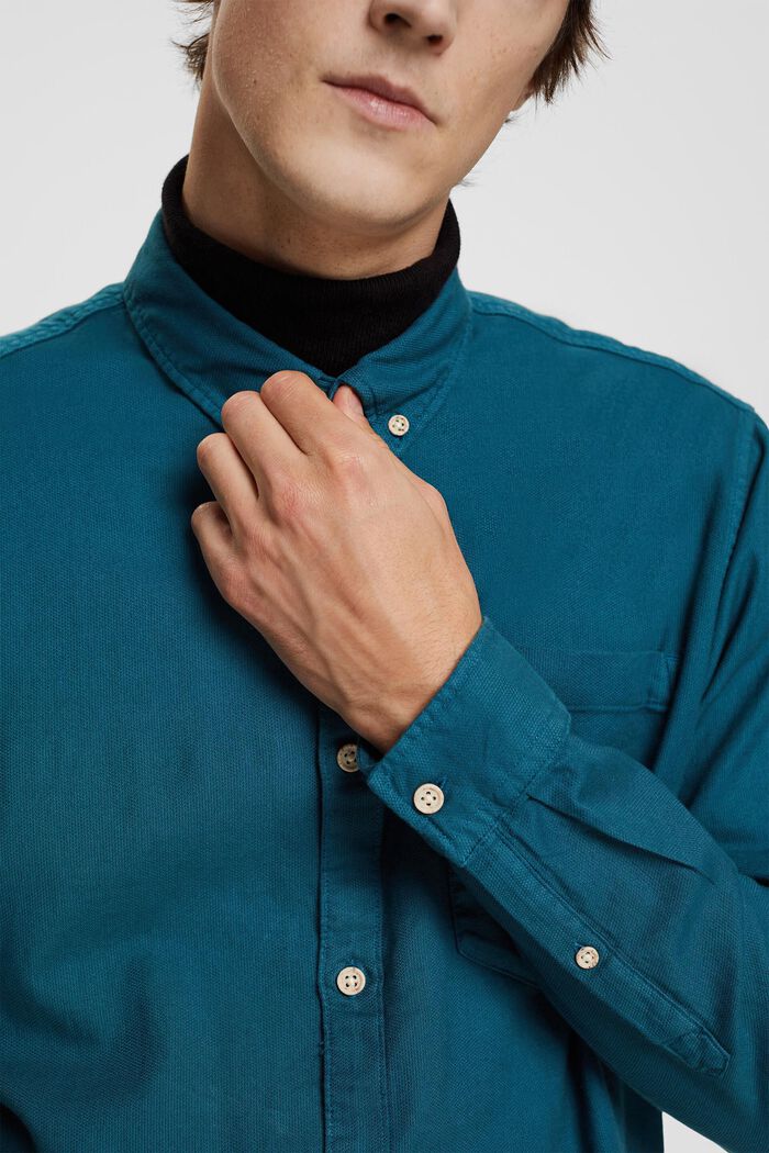鈕扣棉襯衫, 藍綠色, detail image number 0
