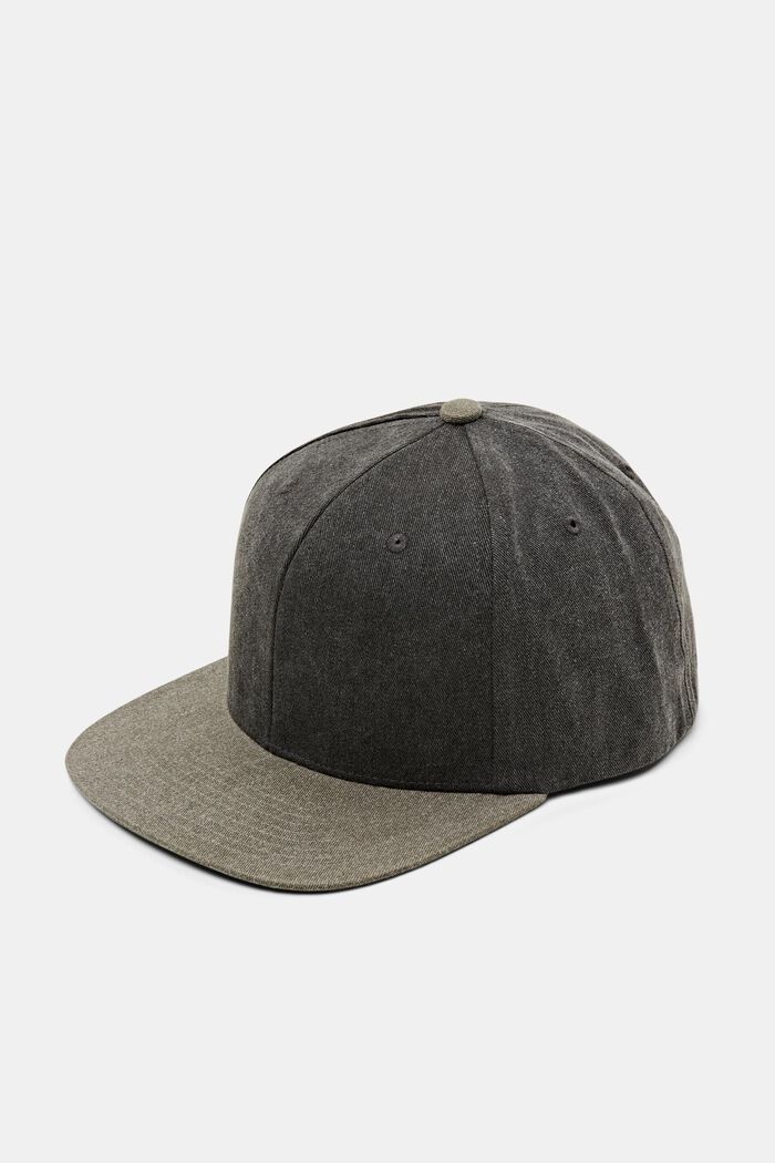 Cotton flat brim cap, BLACK, detail image number 0
