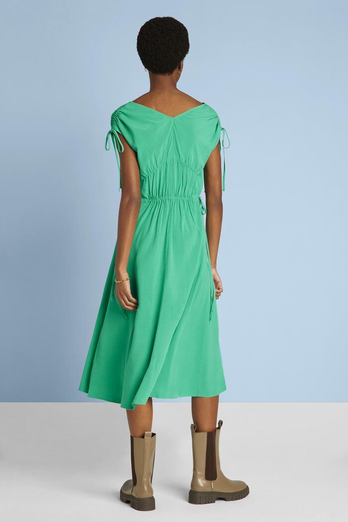 Rayon silk v-neck dress, GREEN, detail image number 1
