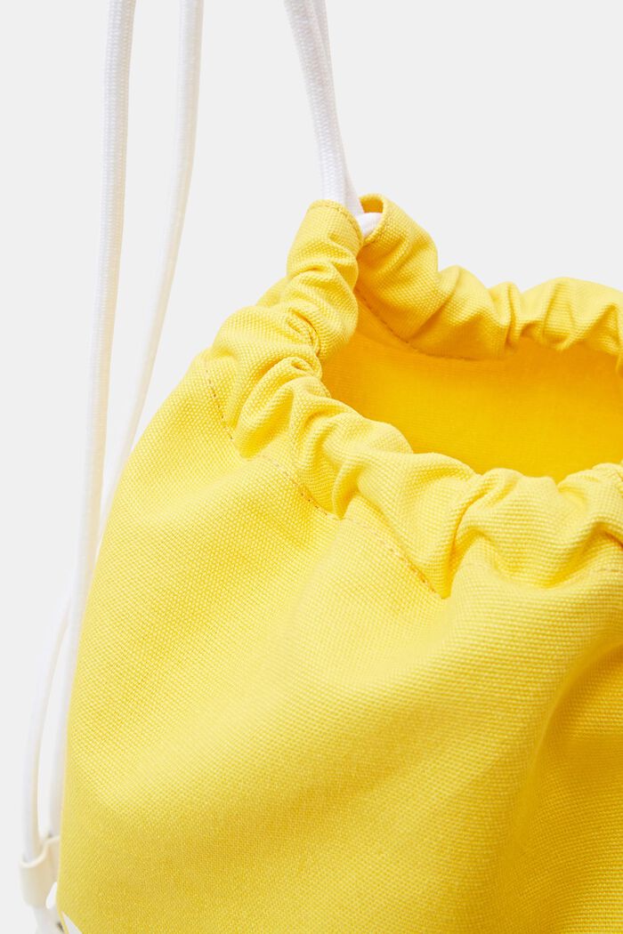LOGO標誌棉質帆布抽繩背囊, 黃色, detail image number 3