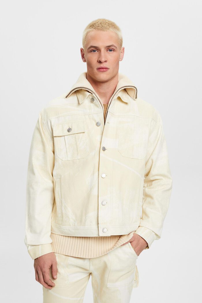 Patterned trucker jacket, BEIGE, detail image number 0