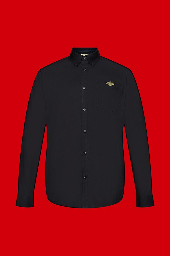 棉質扣角領襯衫, 黑色, detail image number 5