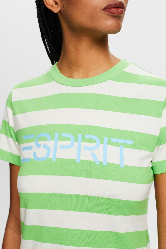 Striped Logo Cotton T-Shirt, CITRUS GREEN, detail image number 2