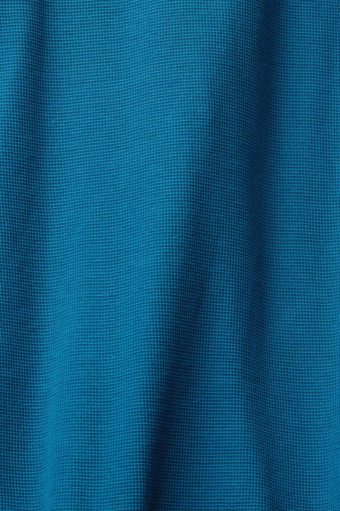 華夫格凸紋布長袖上衣, 藍綠色, detail image number 1