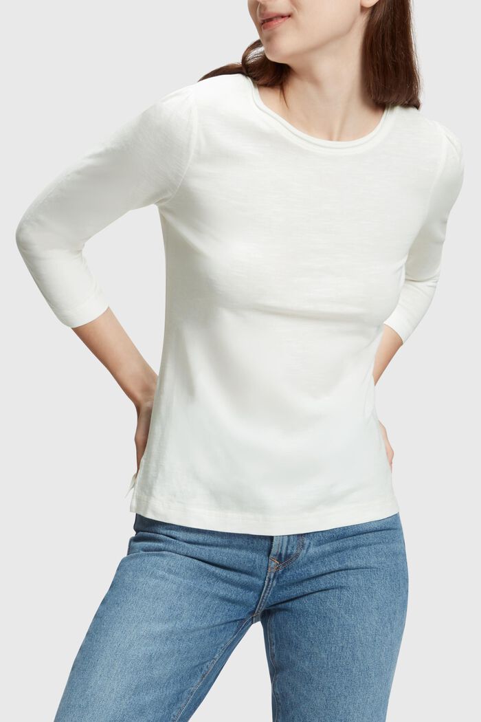 休閒棉質 T 恤, 白色, detail image number 0