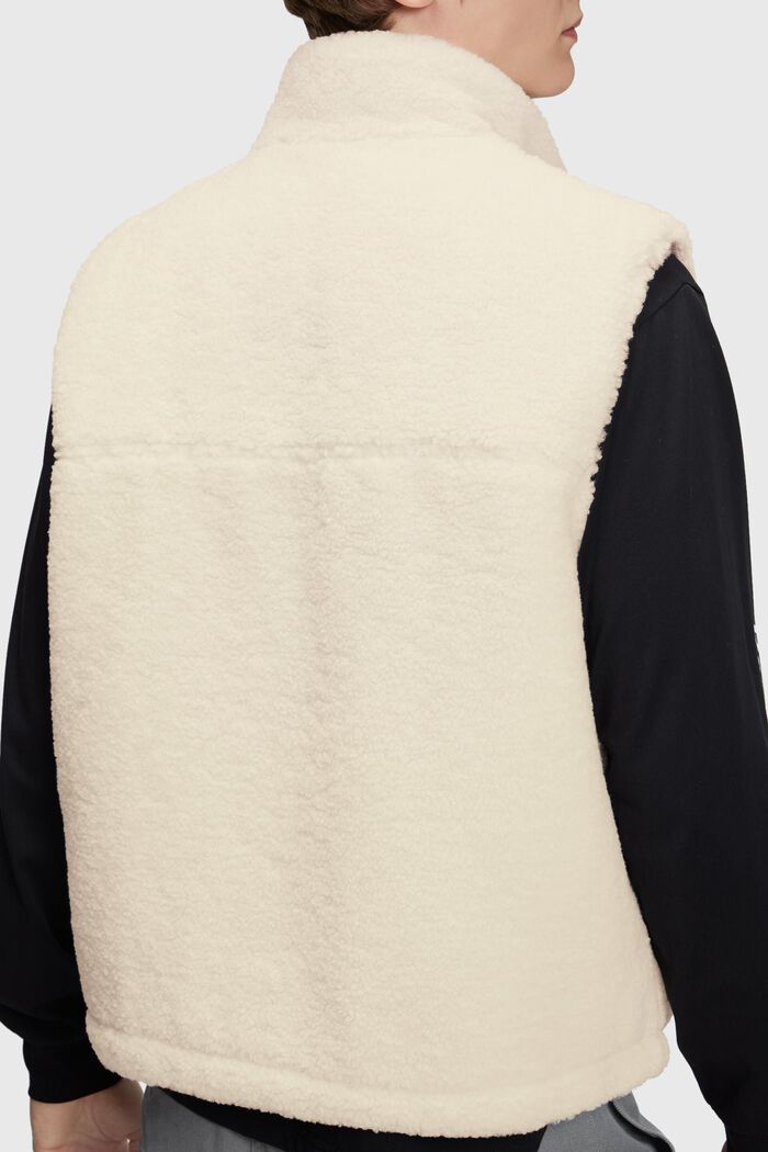 Teddy borg gilet with embroidered logo, OFF WHITE, detail image number 4