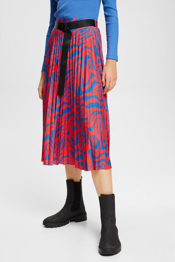 Graphic print midi skirt, RED, detail image number 1