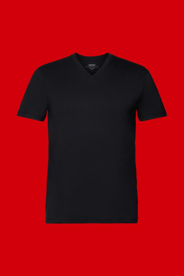 V-neck T-shirt, pima cotton, BLACK, detail image number 5