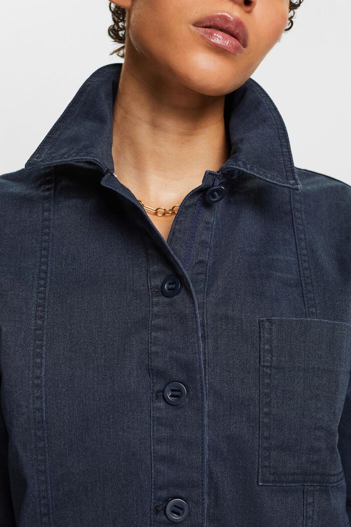 短款棉質斜紋布夾克, 海軍藍, detail image number 2