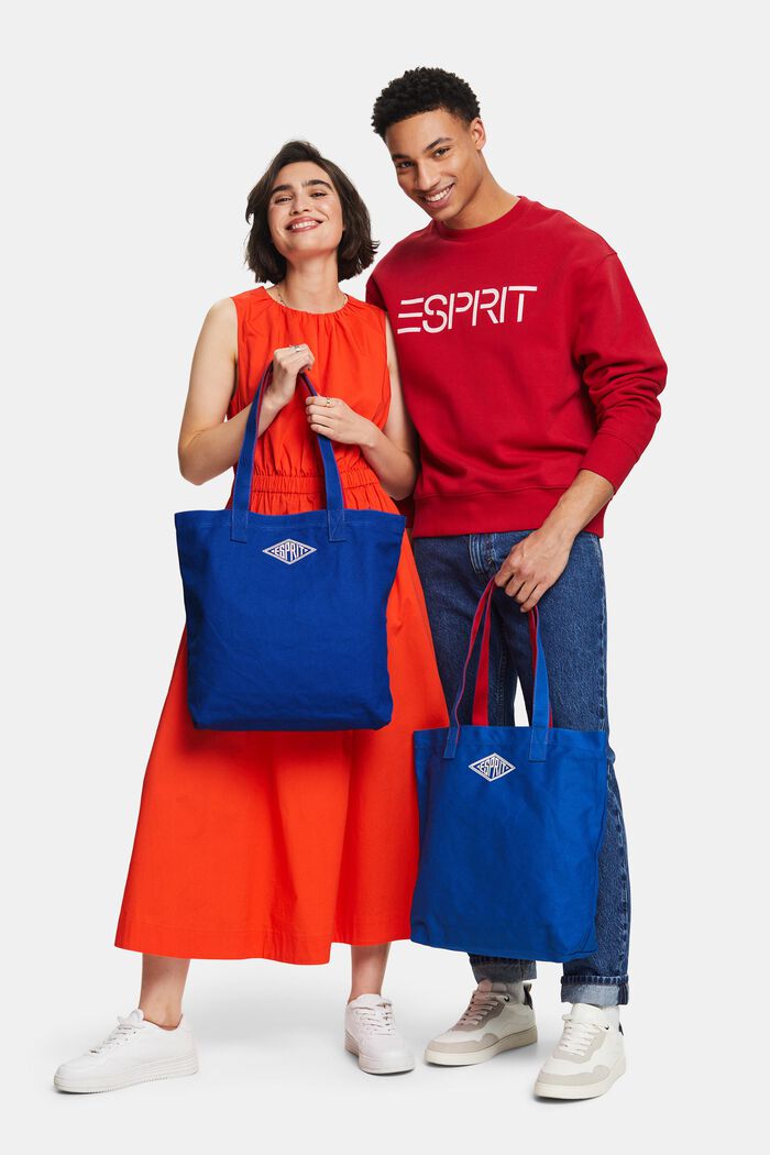 Logo Cotton Tote Bag, 藍色, detail image number 4