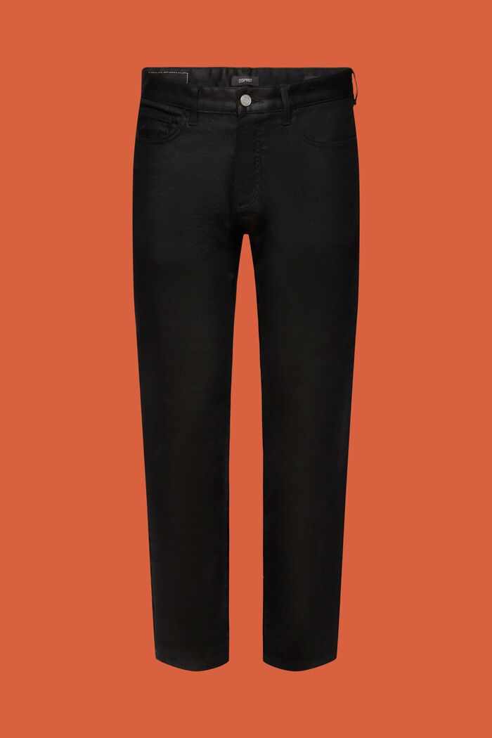 Coated straight fit jeans, BLACK RINSE, detail image number 7