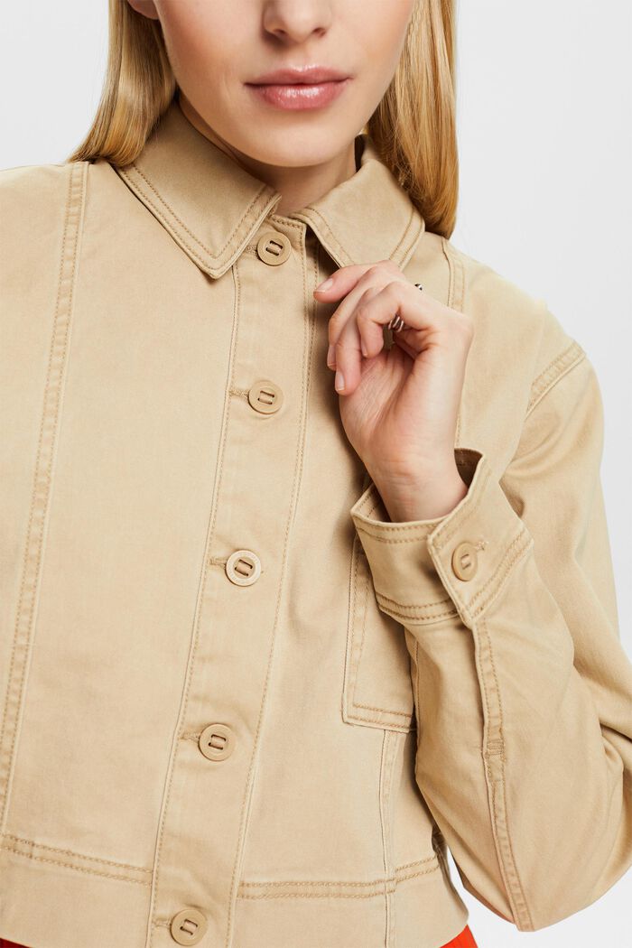 短款棉質斜紋布夾克, 米色, detail image number 2