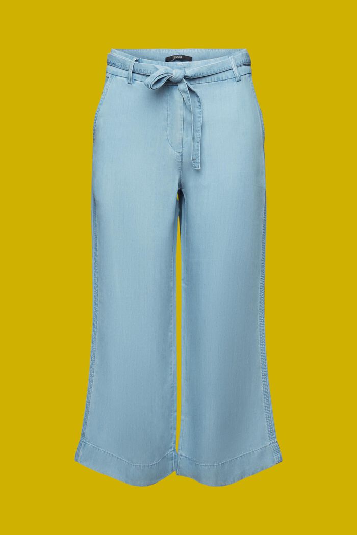 Cropped wide leg trousers, TENCEL™, BLUE LIGHT WASHED, detail image number 7