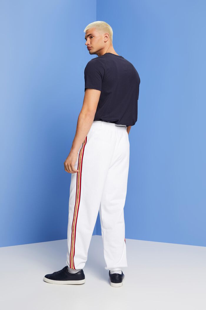 Striped Cotton Track Pants, WHITE, detail image number 3