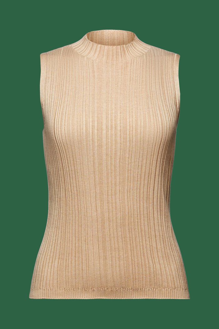 Ribbed Sleeveless Sweater, SAND, detail image number 6