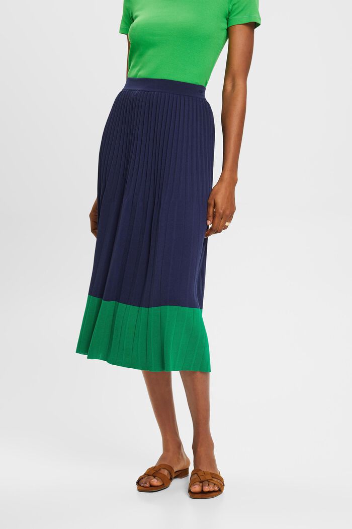 Pleated midi skirt, NAVY, detail image number 0
