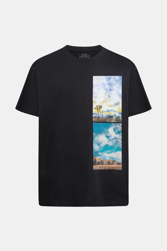 Stacked landscape print t-shirt, BLACK, detail image number 5