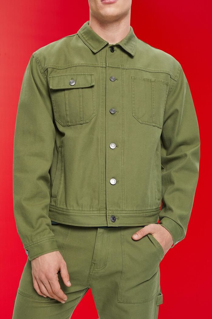 Cotton trucker jacket, OLIVE, detail image number 2
