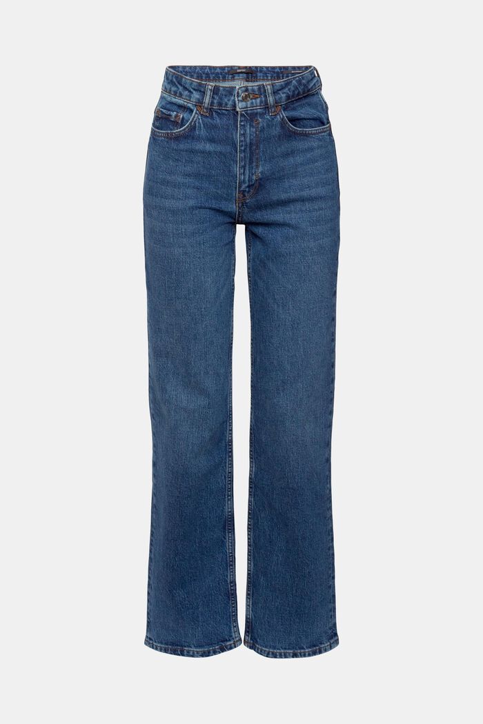 High-rise straight leg stretch jeans, BLUE MEDIUM WASHED, detail image number 2