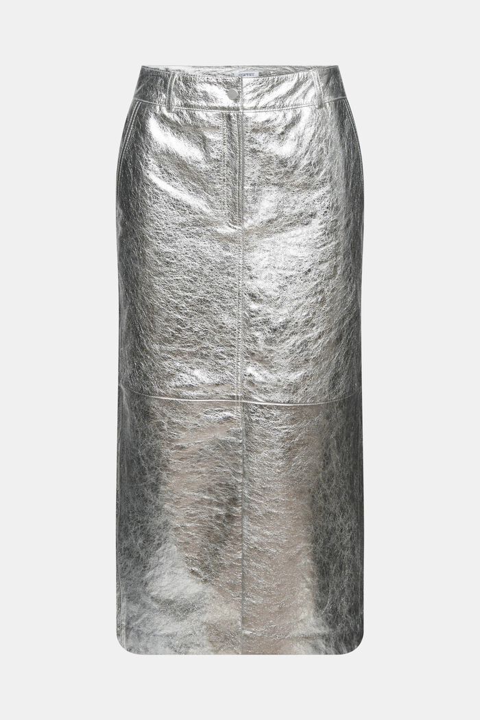 金屬光感皮革半身裙, 銀色, detail image number 6