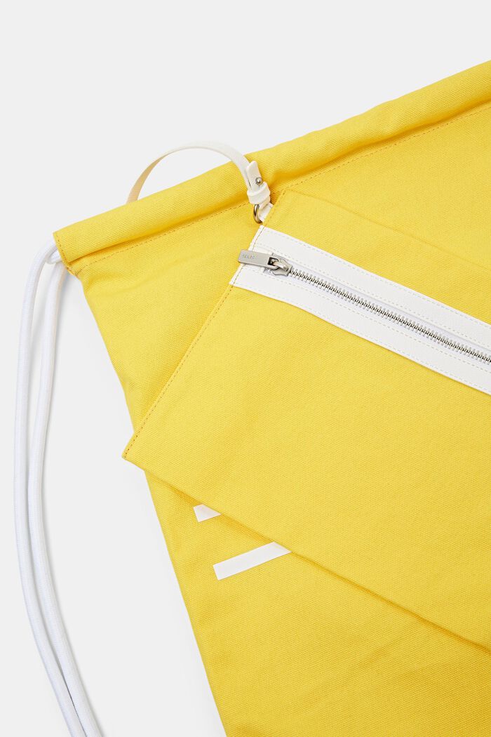LOGO標誌棉質帆布抽繩背囊, 黃色, detail image number 1