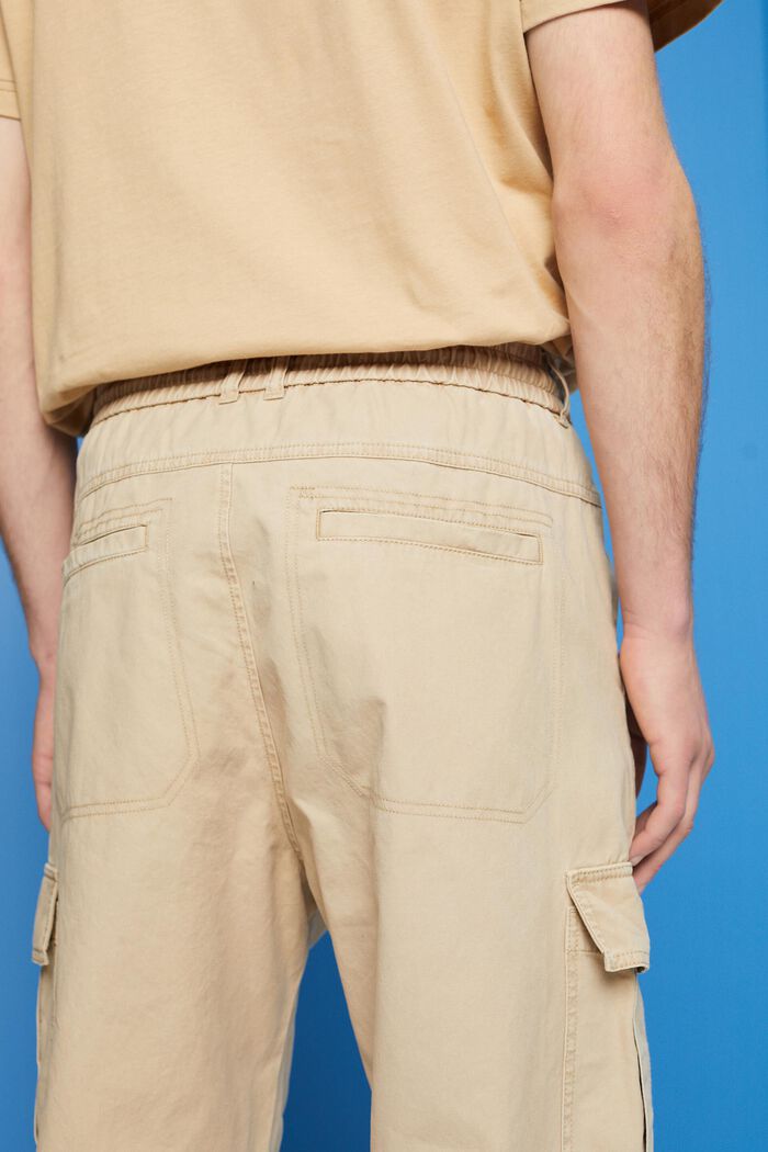 Cotton jogger-style tapered cargo trousers, SAND, detail image number 4